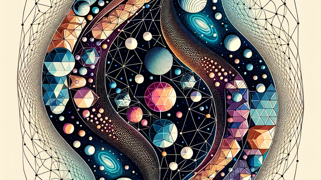 DALL·E 2023-10-16 19.02.15 - Vector design of a geometric pattern that seamlessly transitions from microcosmic cells to macrocosmic galaxies, showcasing the Stoic principle of Log